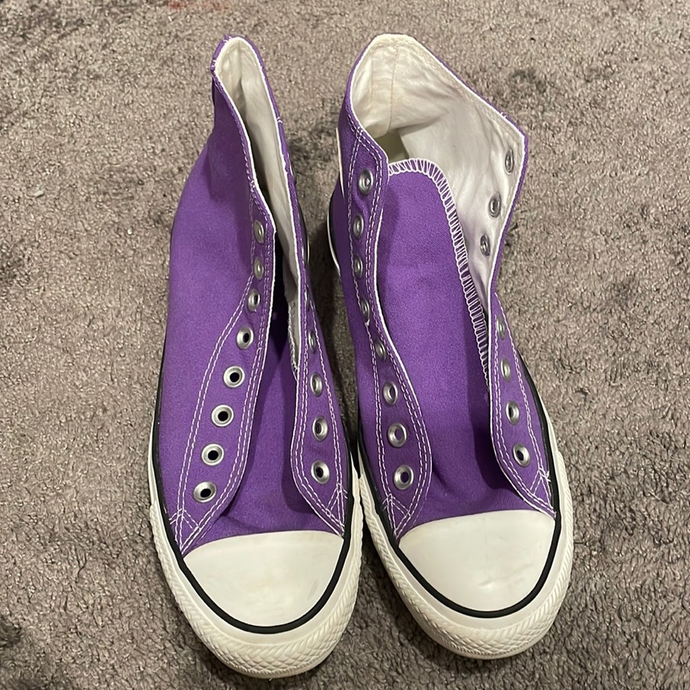 Purple high-top converse